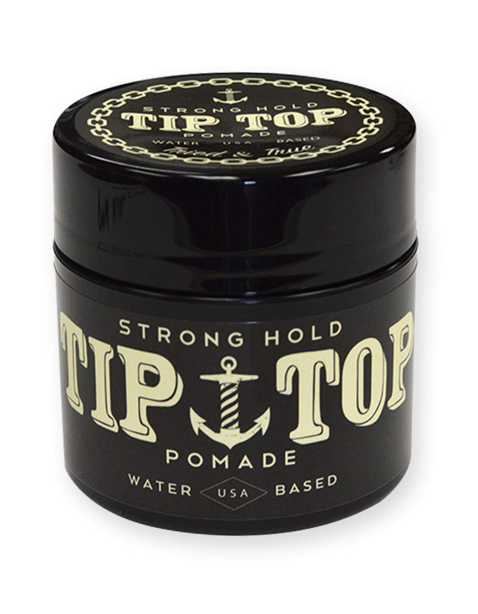 Caleatar Tip Top Strong Hold Pomade bottle with high shine and easy wash-out