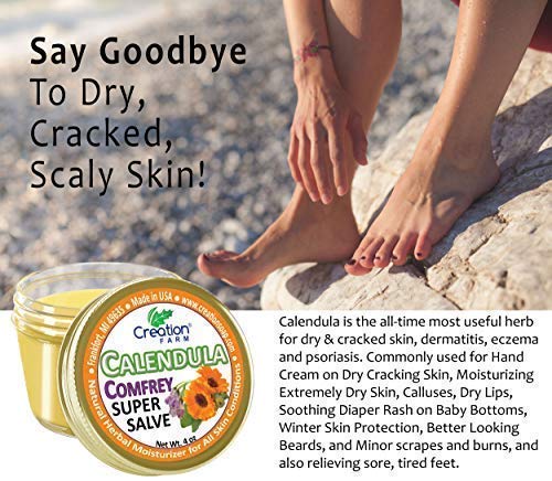 Calendula Comfrey Salve ingredients highlight calendula flowers for natural nourishment