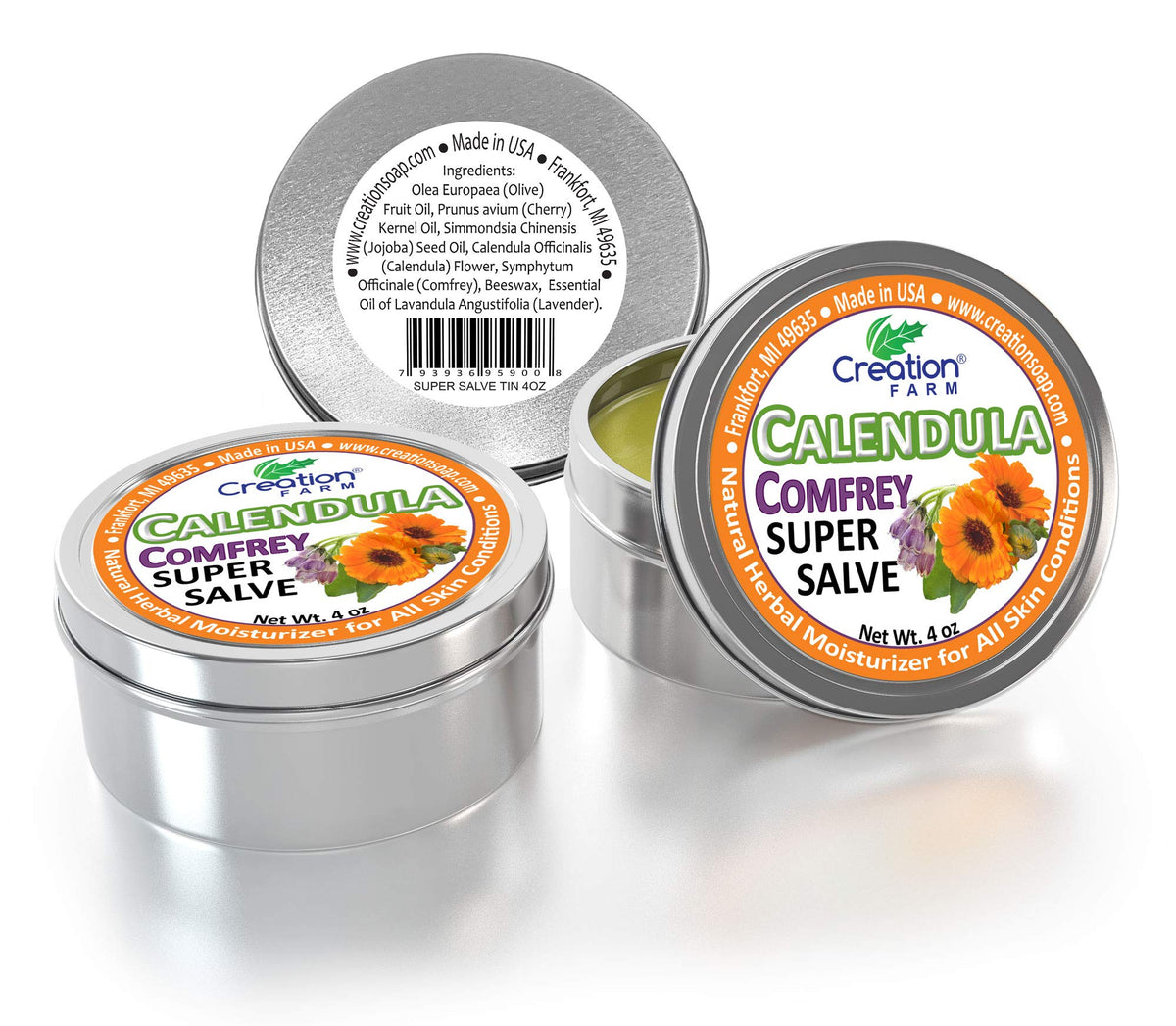 Calendula Comfrey Salve made in USA label highlights domestic craftsmanship