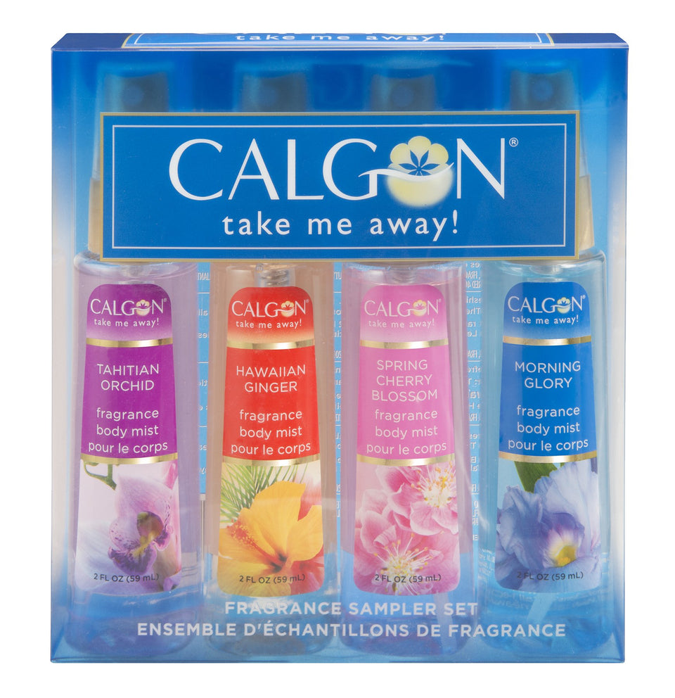 Calgon Take Me Away 4pc gift set box display, ideal for gifting.