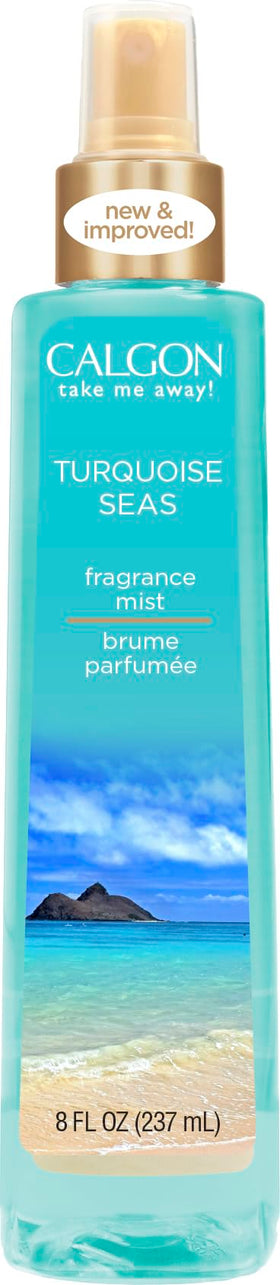 Calgon Turquoise Seas bottle ready to spritz for a light, refreshing scent.