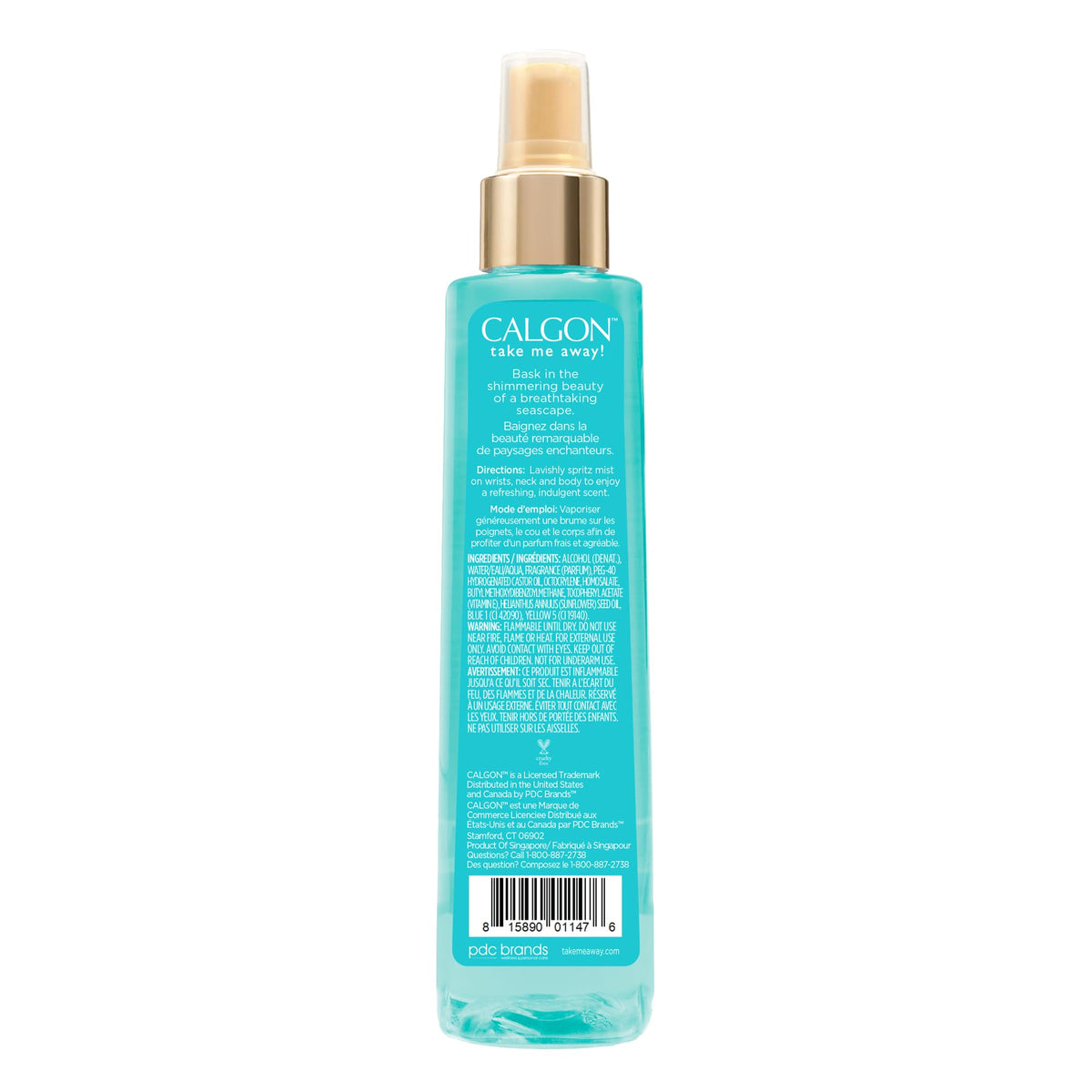 Calgon Turquoise Seas mist spray showcases a long-lasting fragrance for daily wear.