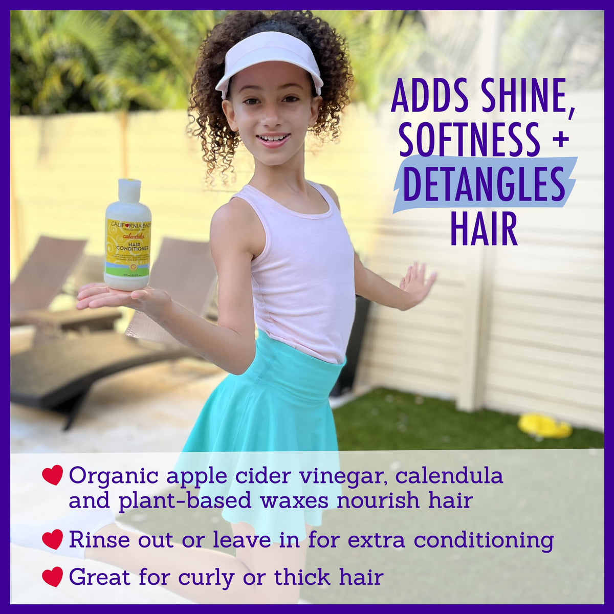 California Baby Calendula Hair Conditioner leave-in usage for extra moisture.