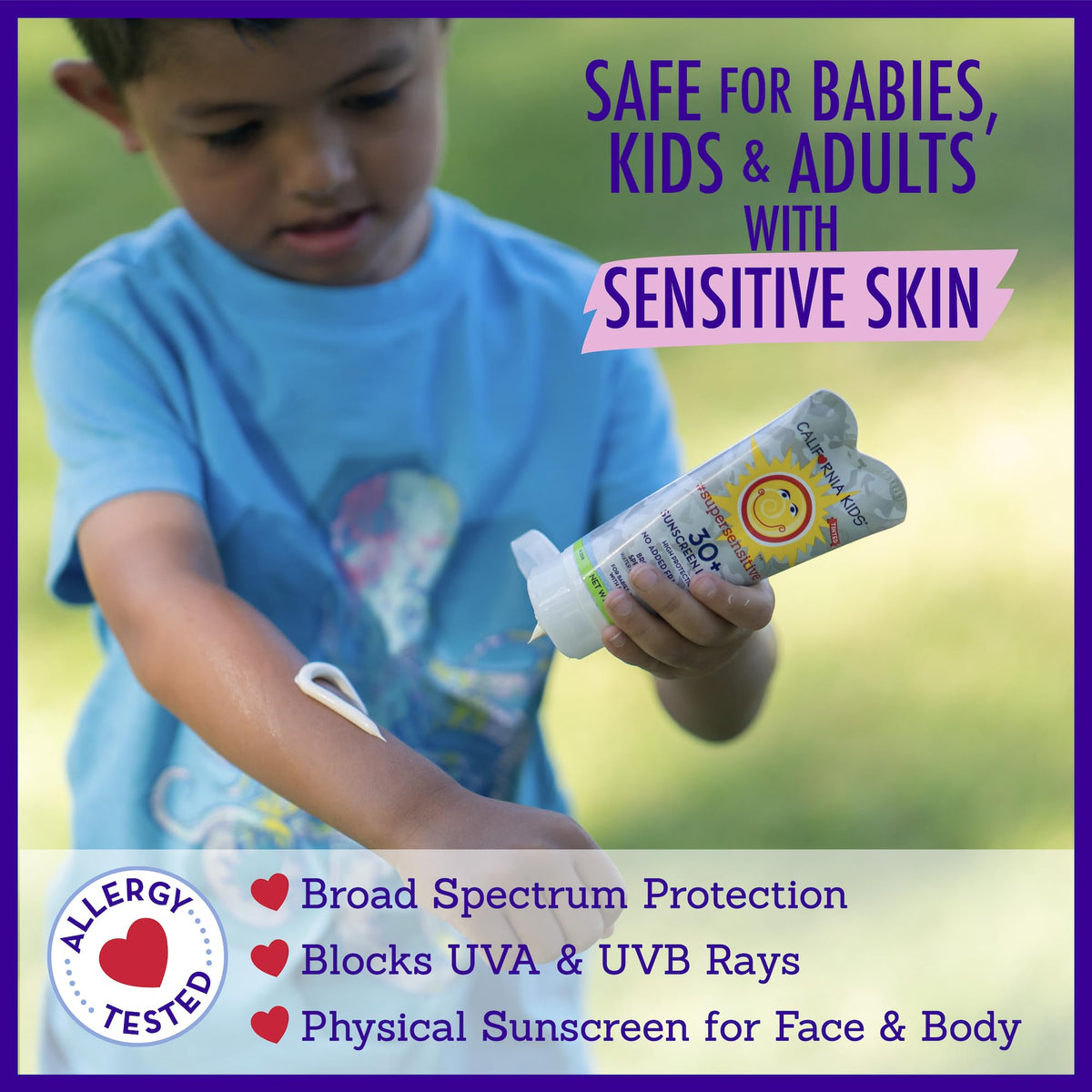California Baby California Kids Sunscreen travel-size bottle highlights portable protection on trips.
