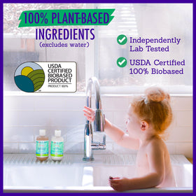 Kids hair being softened and detangled with California Baby conditioner