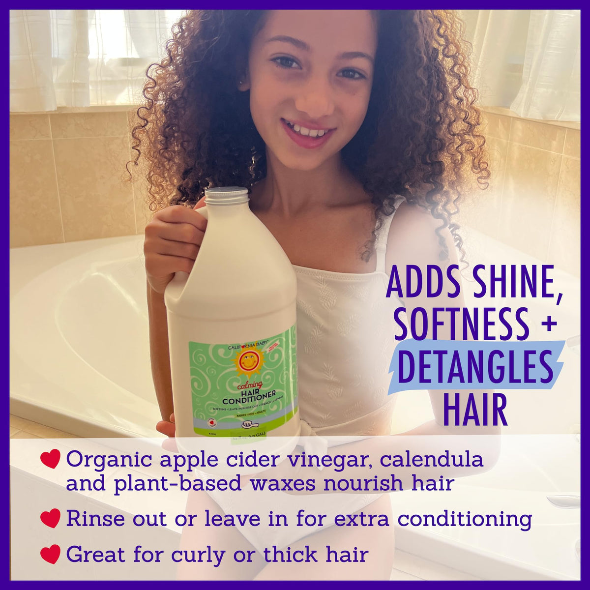 Leave-in or rinse-out use shown for California Baby Calming Hair Conditioner
