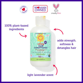 Pour action of California Baby Calming Hair Conditioner illustrating easy application
