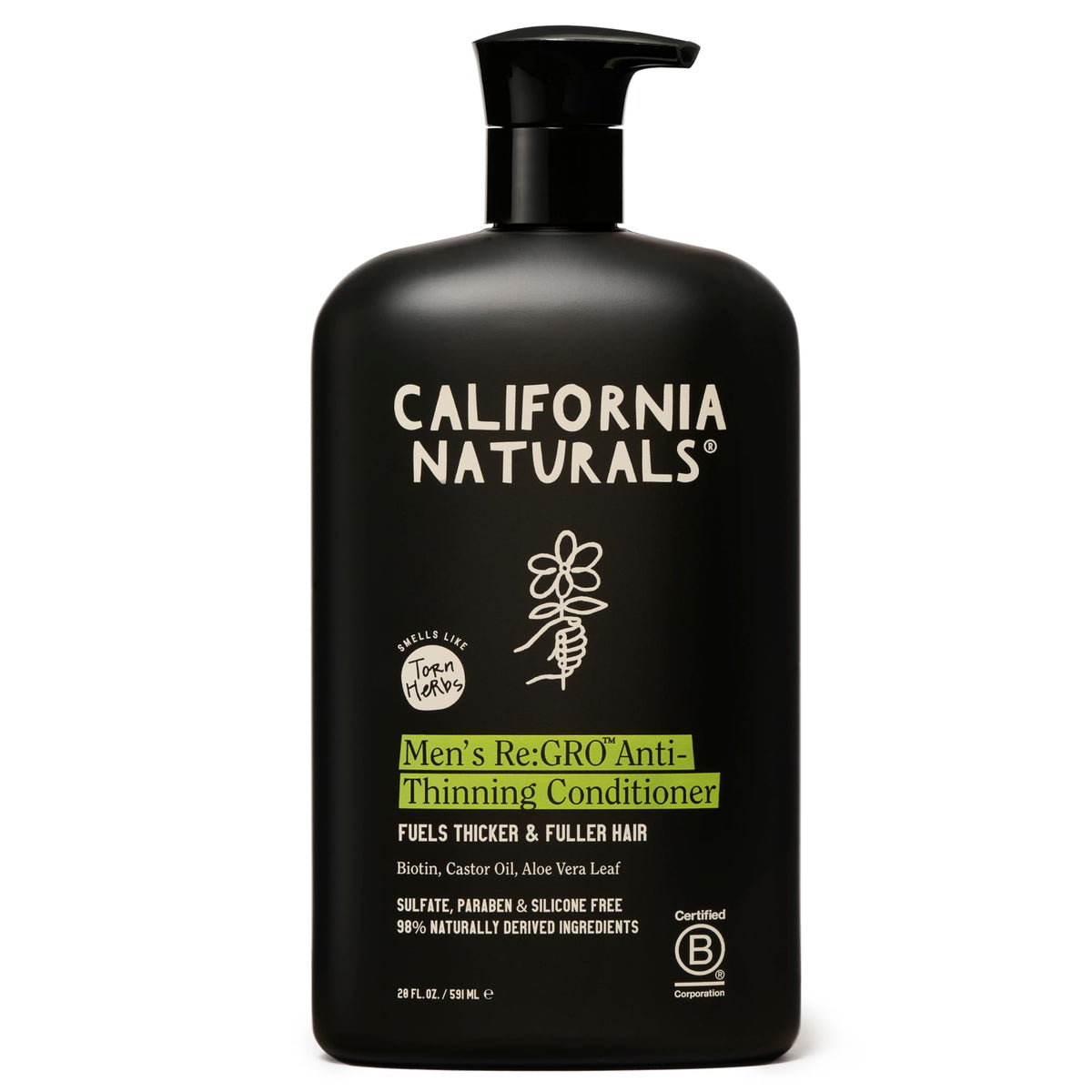 California Naturals Re:GRO conditioner bottle illustrating daily scalp-care for fuller-looking hair.