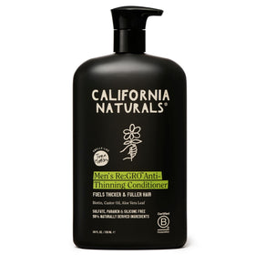 California Naturals Re:GRO conditioner bottle illustrating daily scalp-care for fuller-looking hair.