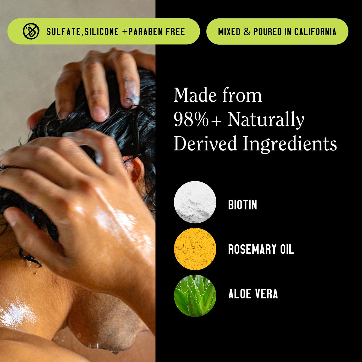 California Naturals Re:GRO label close-up showing clean, vegan, cruelty-free credentials.