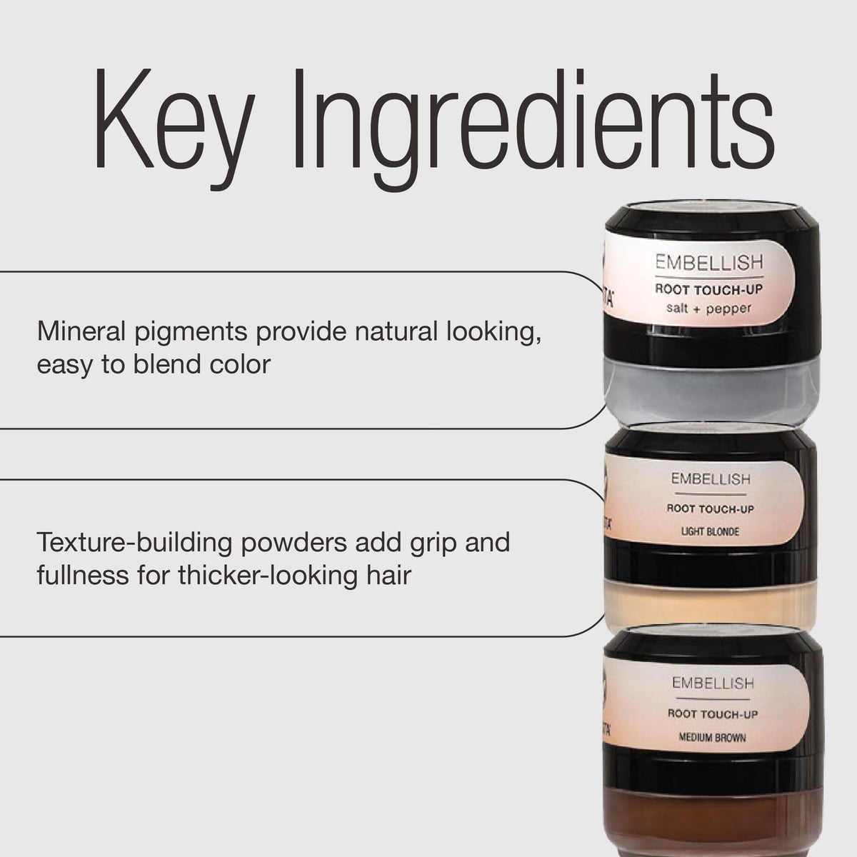 Calista Embellish Root Touch-Up gray-coverage highlights thinning areas with durable color.