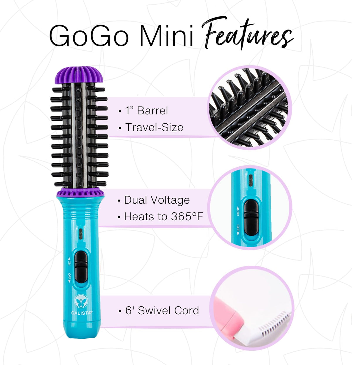Calista GoGo Mini dual voltage supports travel worldwide.