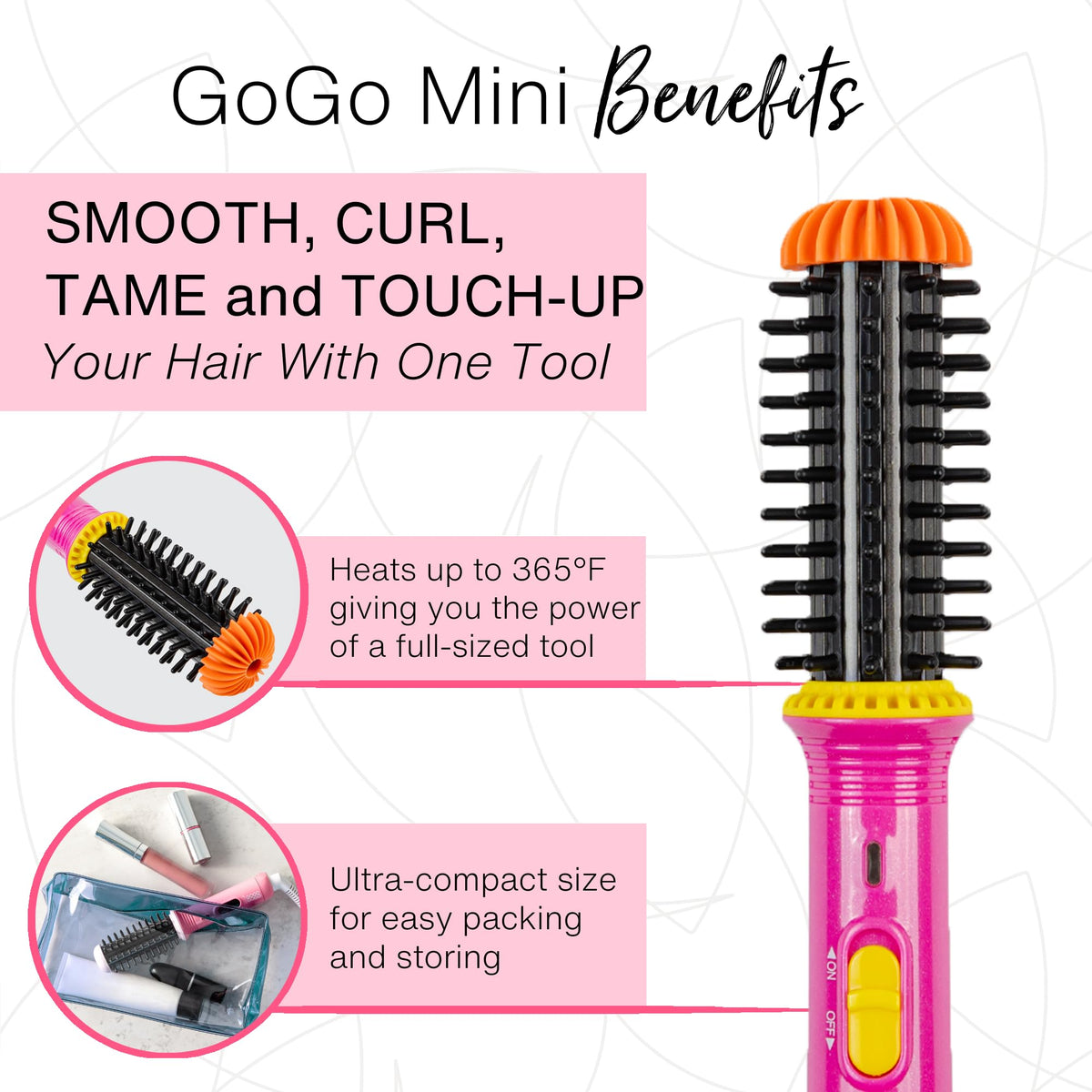 Calista GoGo Mini heats to 365°F quickly for fast styling.