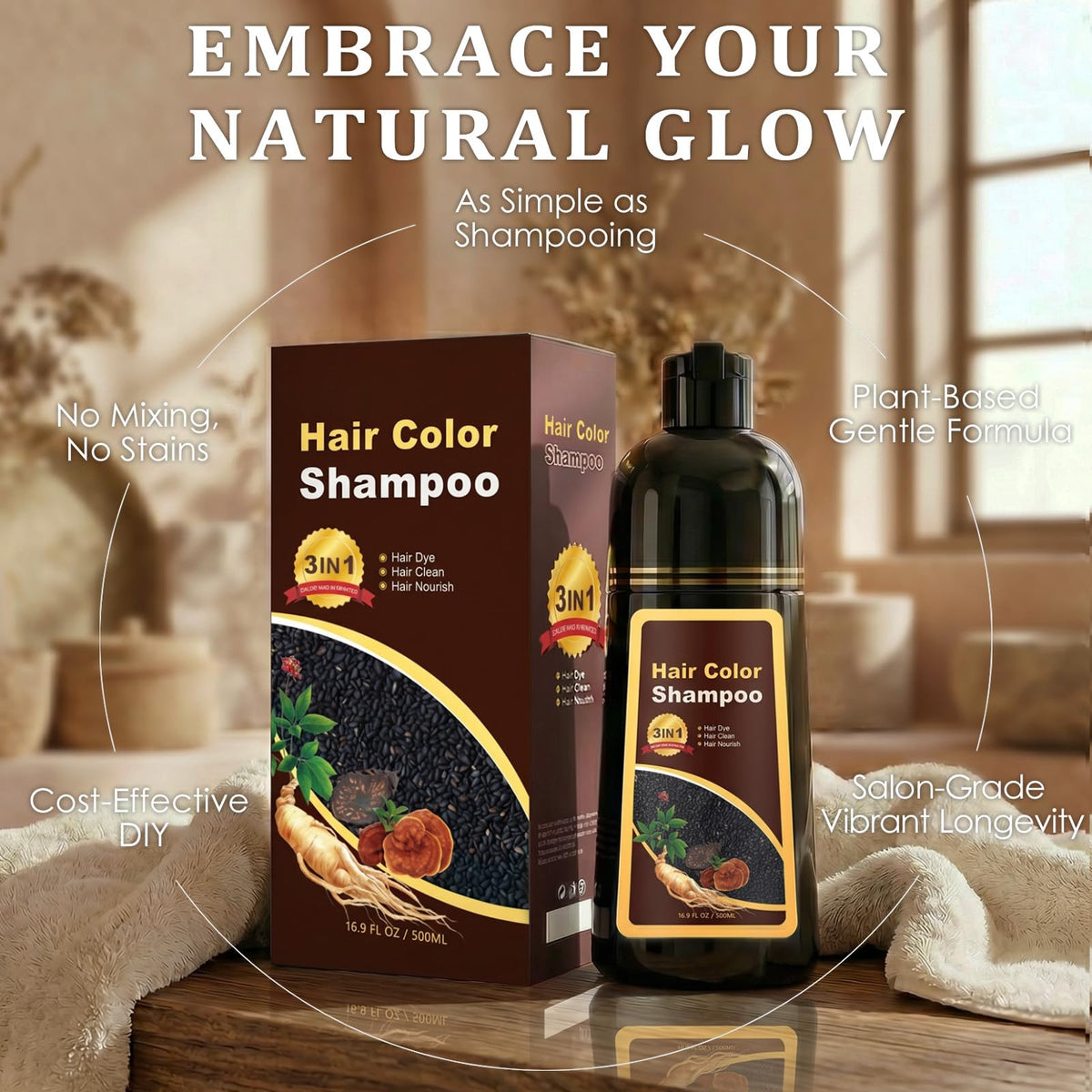 Callmynm Wine Red Hair Dye Shampoo deposits deep wine red color