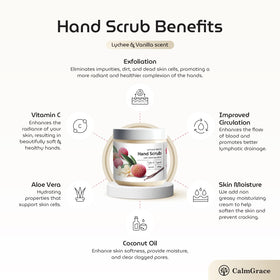 CalmGrace coconut oil enriched scrub nourishes and hydrates during exfoliation.