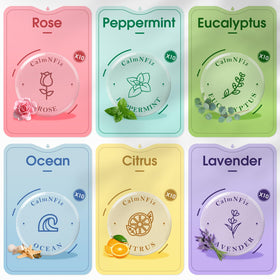 CalmNFiz six scent collection on display for mood-enhancing aromas.