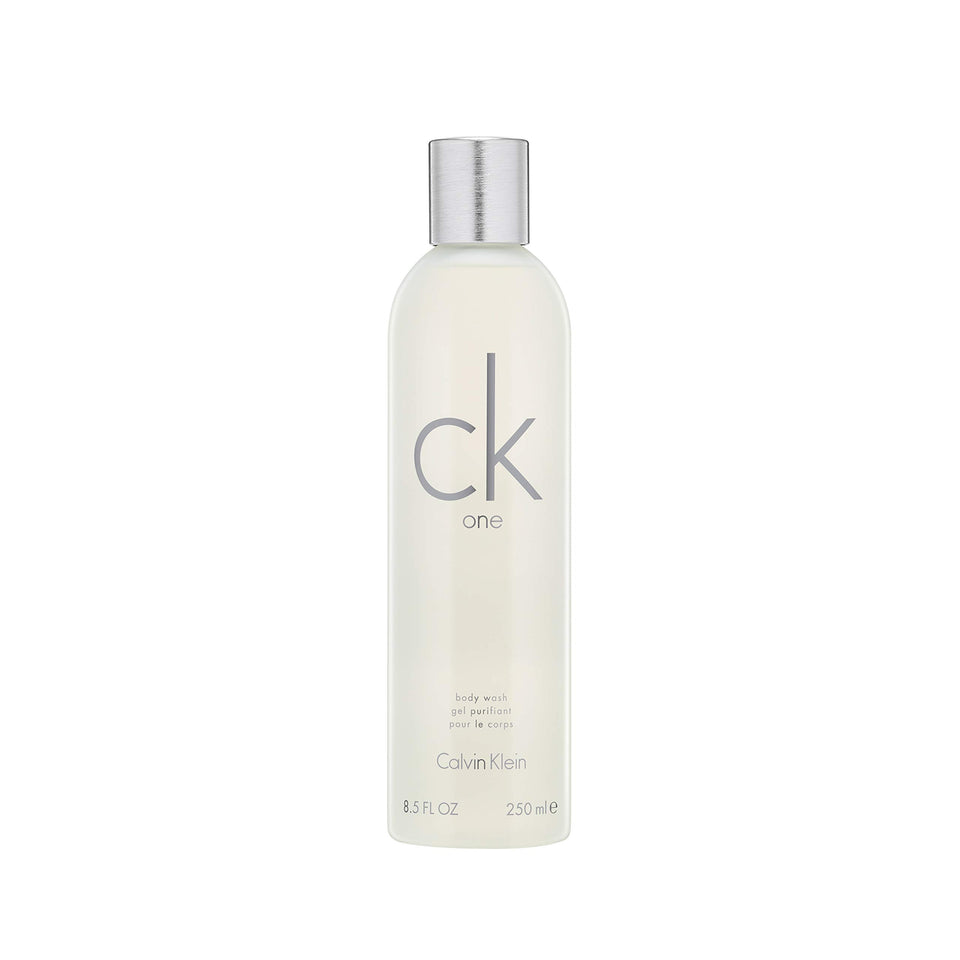 Calvin Klein CK One body wash bottle front view for shared freshness