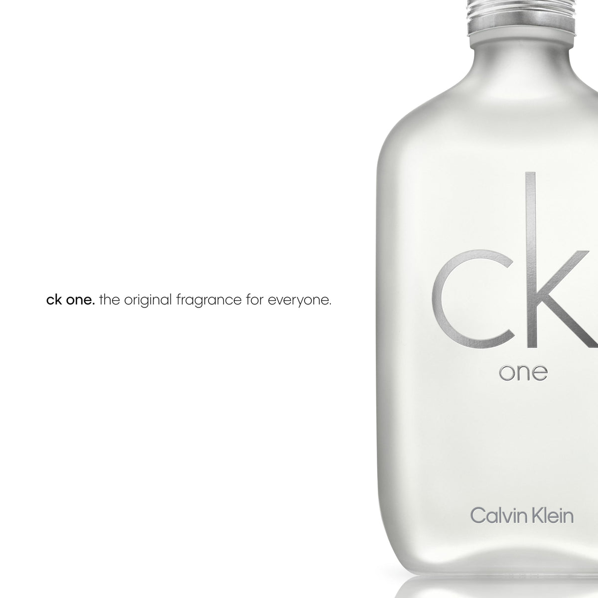 Calvin Klein CK One cap detail presents a sleek, modern finish.