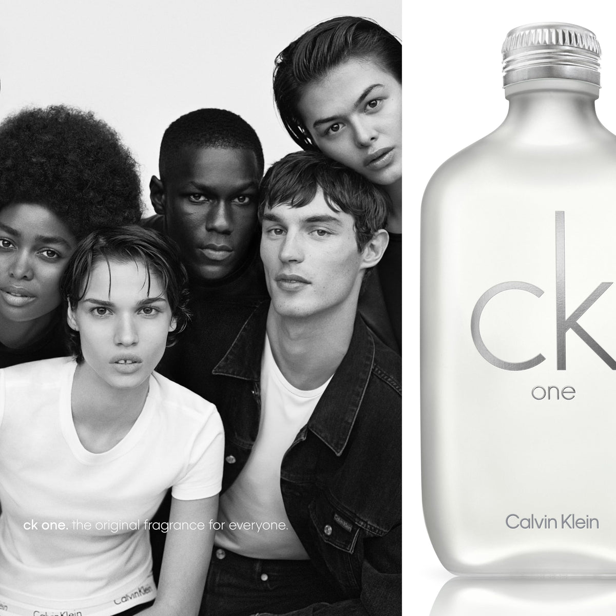 CK One gift set packaging with full fragrance and body care trio