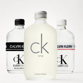 CK One unisex display highlighting versatile citrus fragrance for any moment