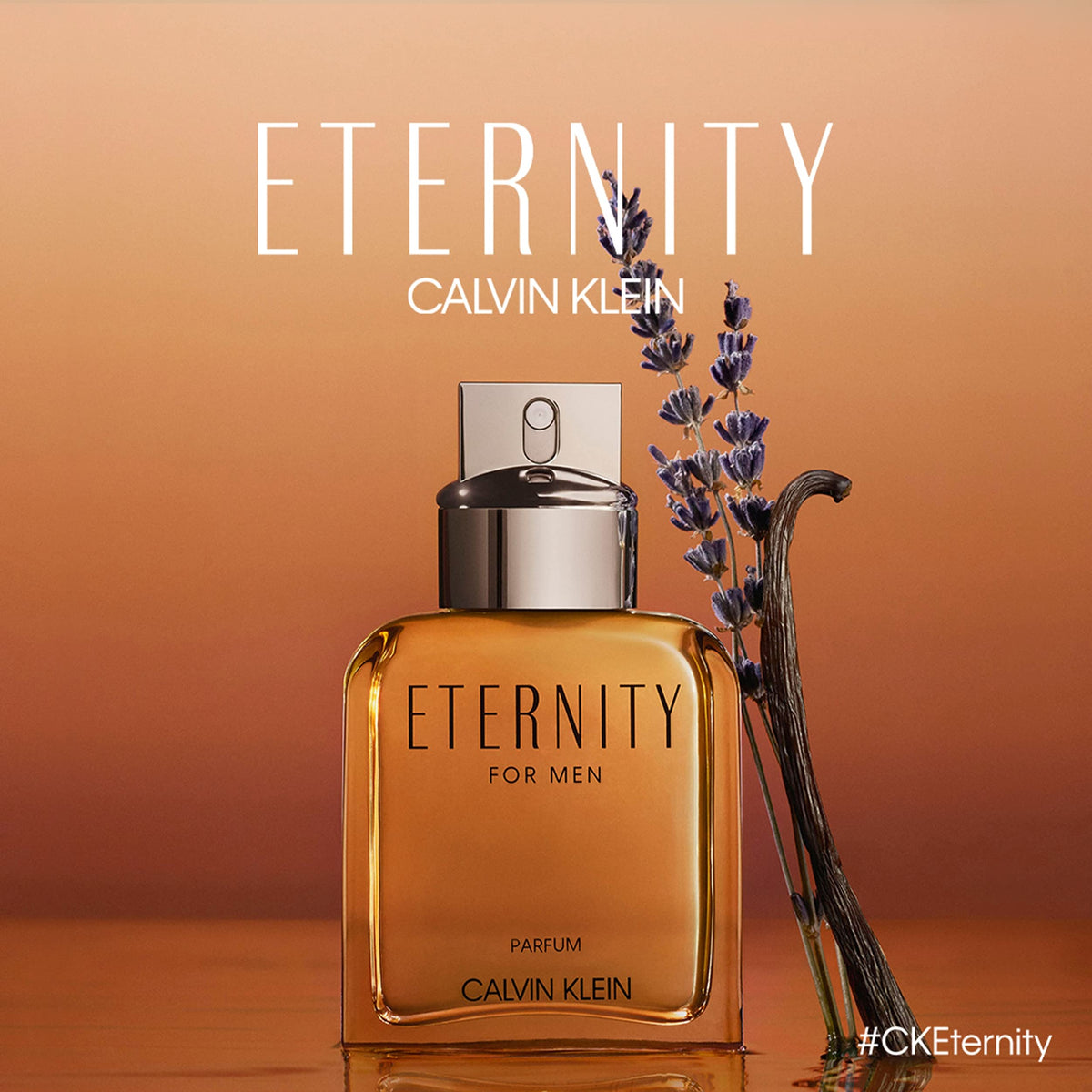 Calvin Klein Eternity For Men Parfum bottle cap close-up, emphasizes premium craftsmanship