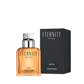 Calvin Klein Eternity For Men Parfum bottle on a clean background, versatile wear
