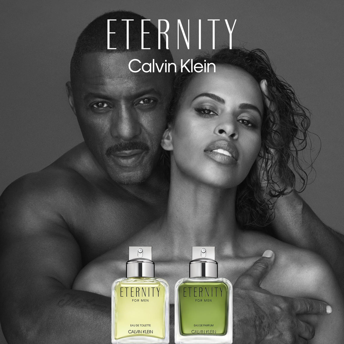Calvin Klein Eternity for Men EDP bottle angled view emphasizes sleek form and heritage