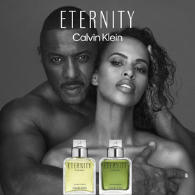 Calvin Klein Eternity for Men EDP bottle angled view emphasizes sleek form and heritage