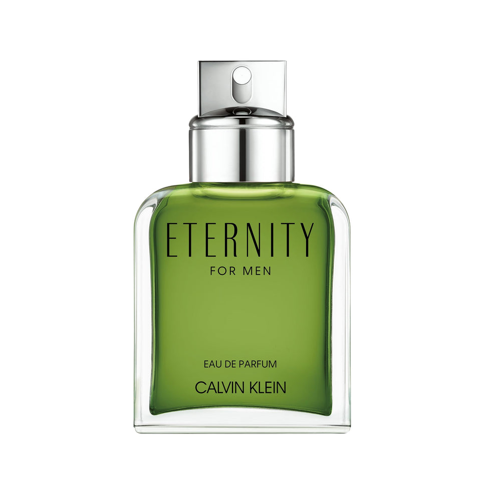 Calvin Klein Eternity for Men EDP bottle close-up showing premium design and lasting presence