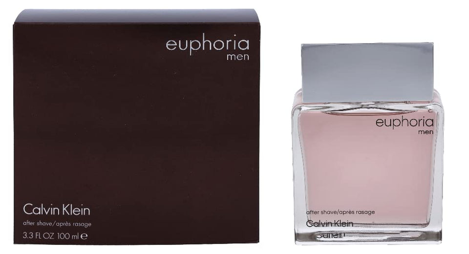 Calvin Klein Euphoria for Men aftershave bottle emphasizes masculine fragrance for daily grooming.