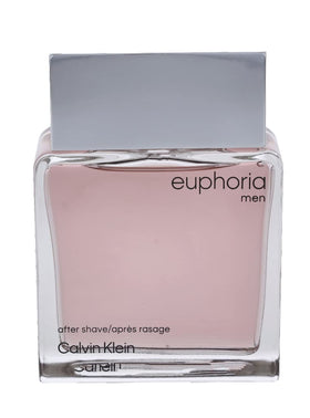 Calvin Klein Euphoria for Men aftershave closeup highlights smooth skin after shaving.