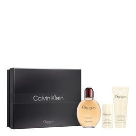 Calvin Klein Obsession for Men EDT bottle shows amber warmth for evening wear.