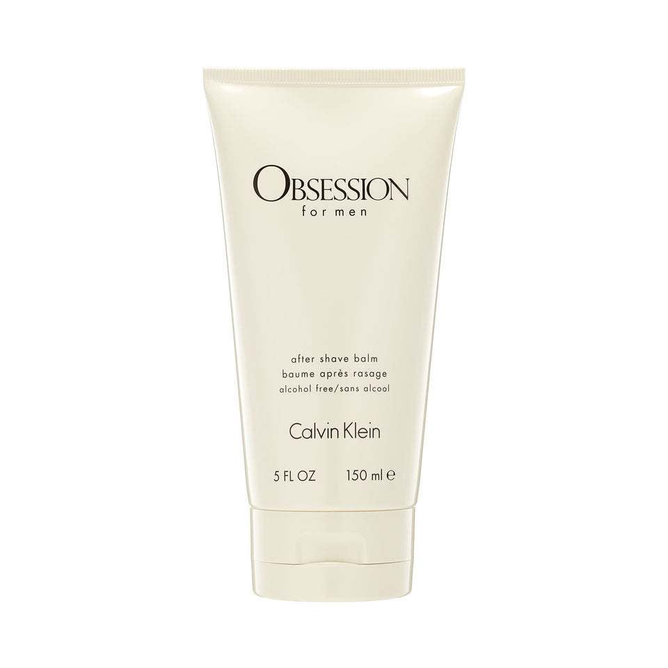 Calvin Klein Obsession for Men balm bottle close-up, hydrating skin and subtle scent.