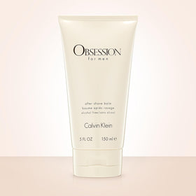 Calvin Klein Obsession for Men balm being applied, soothing skin after shaving.