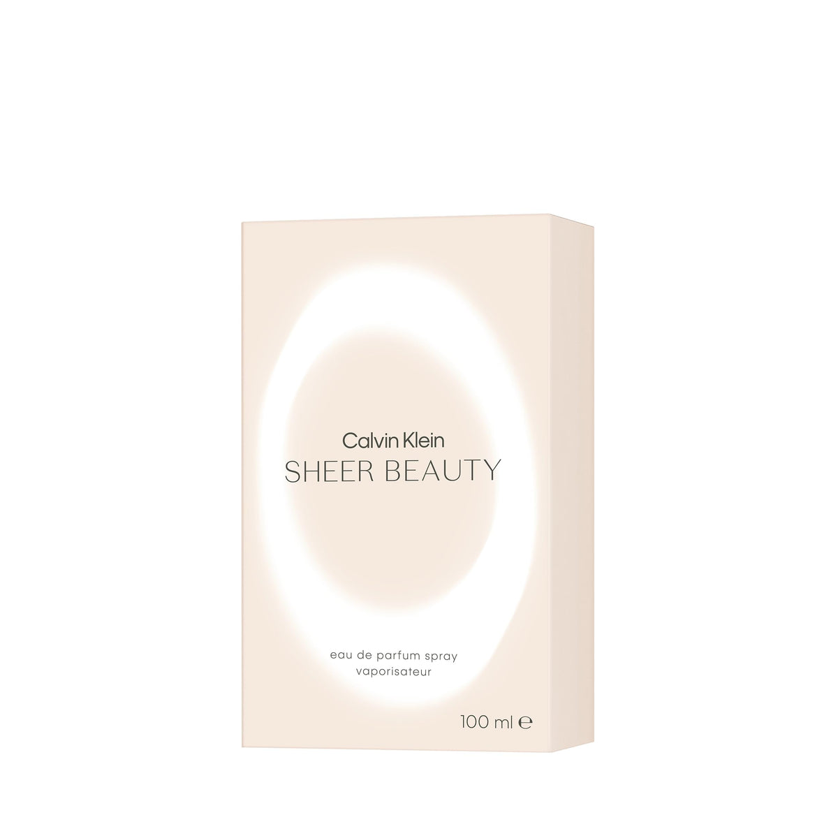 Calvin Klein Sheer Beauty flacon with peach accents for a fresh floral vibe.