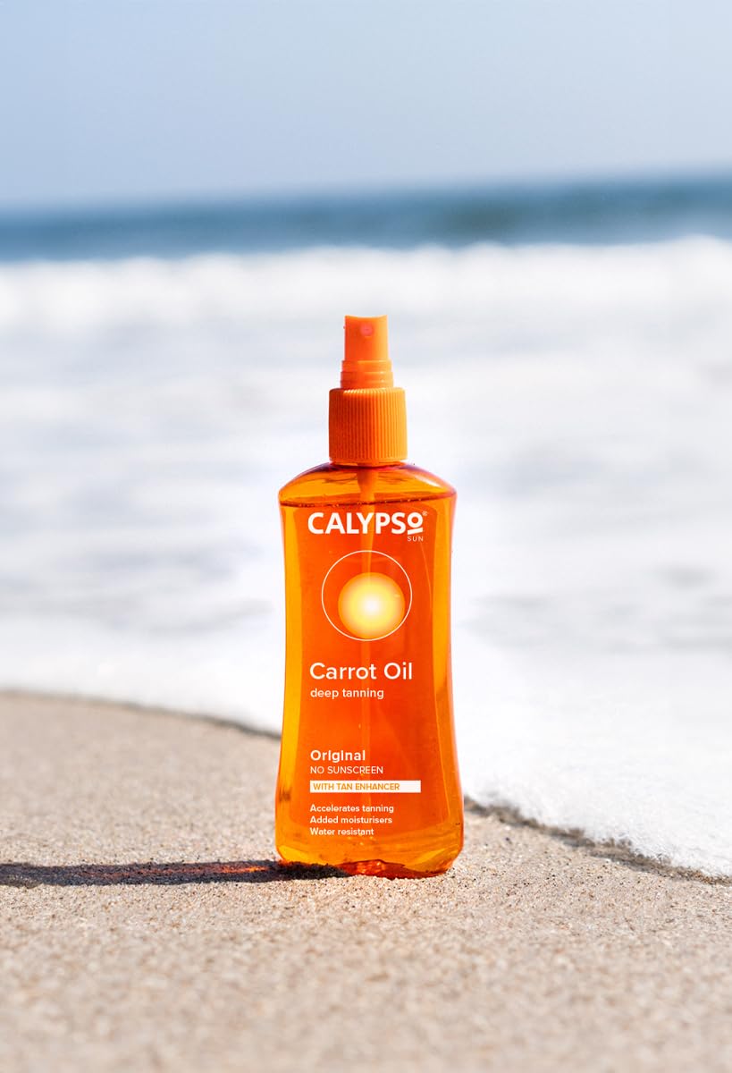 Calypso Original Carrot Oil sun-kissed-skin glow with vitamins A and E.