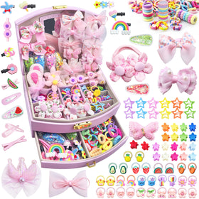 CAMBIODV 252 pcs hair accessories gift set with organized jewelry box.