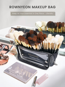 Camdeez ROWNYEON makeup brush bag showing large capacity for many brushes.