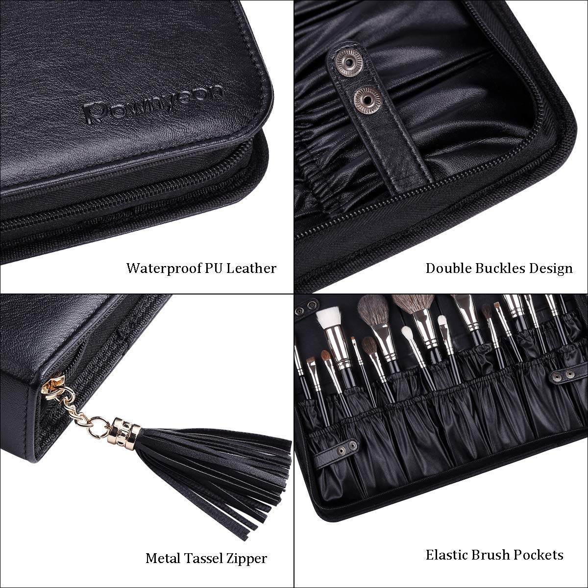 Camdeez Rownyeon bag features water-resistant PU leather that protects brushes.