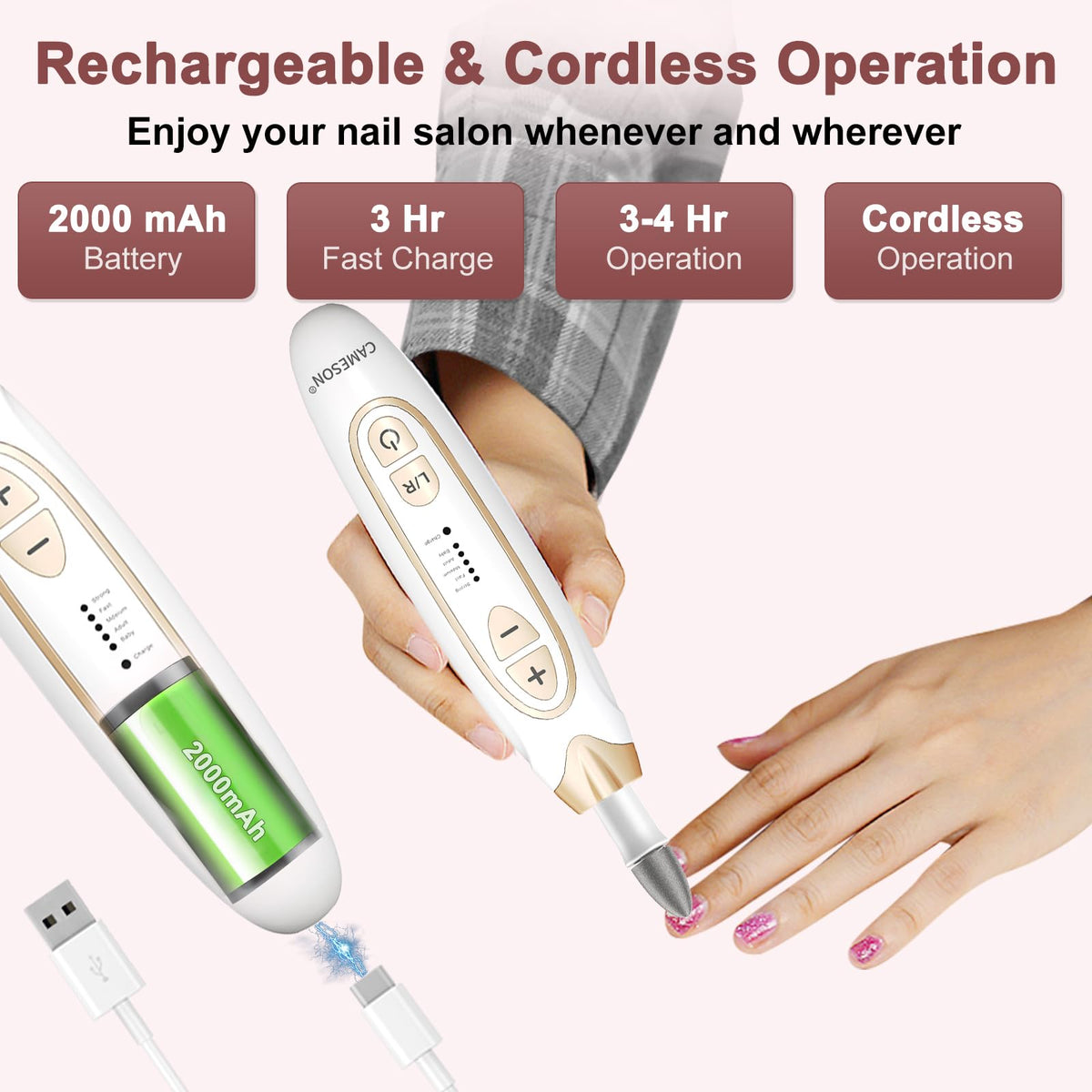 CAMESON toe nail grinder dual rotation for customizable direction