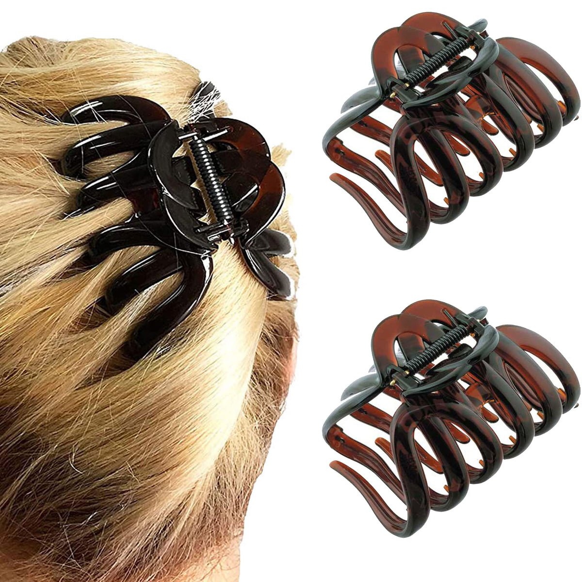 Camila Paris AD718 octopus clip in tortoise shell with secure grip for thick hair