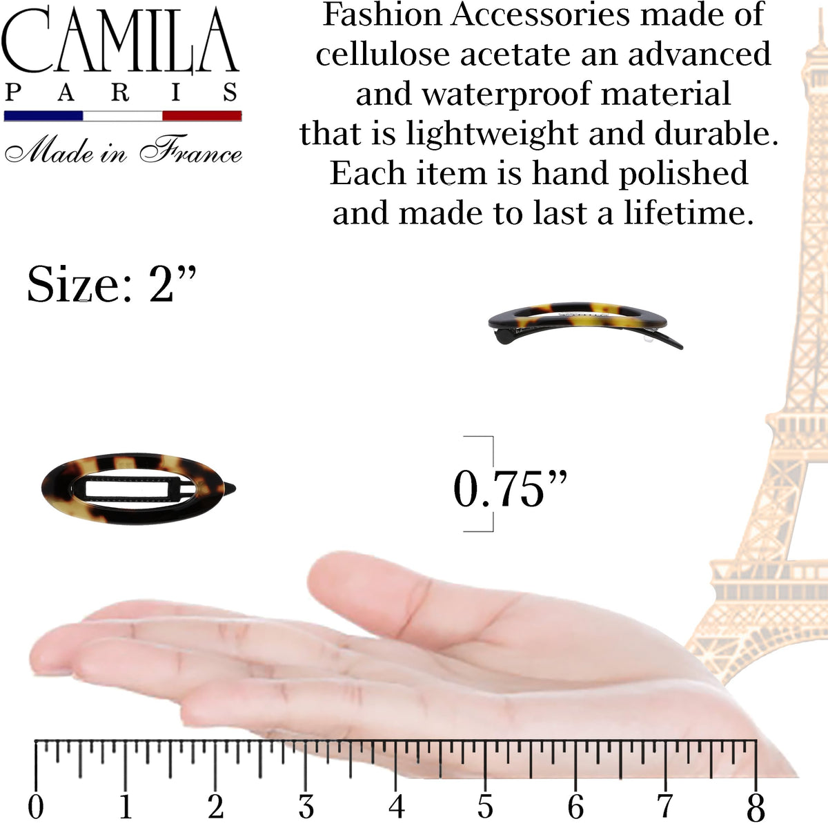 Camila Paris CP1993/2 cellulose acetate durable material offers daily elegance and longevity.