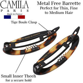 Camila Paris CP1993/2 strong hold barrette secures thick or fine hair with confidence.