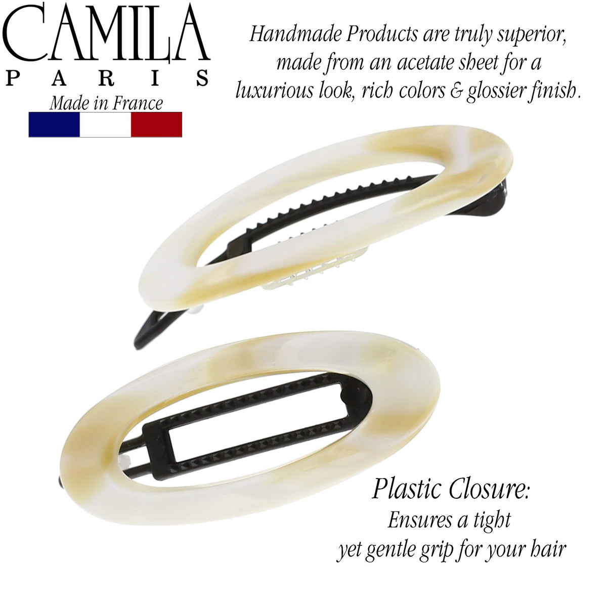 Camila Paris CP1994/2 barrette in natural hair look, no-slip grip.