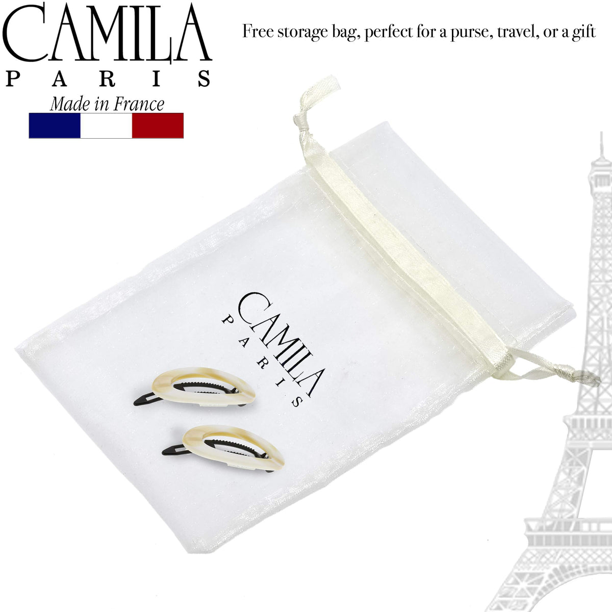 Beige barrette with luxurious finish by Camila Paris CP1994/2 for everyday use.
