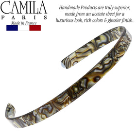 Camila Paris CP2005 headband onyx detail acetate capture highlights subtle polish.