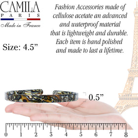 Camila Paris CP2005 headband onyx flat lay emphasizes durable acetate and refined finish.