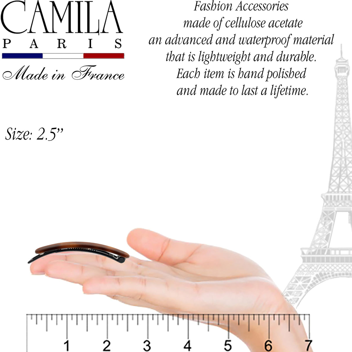 Camila Paris CP2250/2 no-slip barrette ideal for daily styling and special occasions.