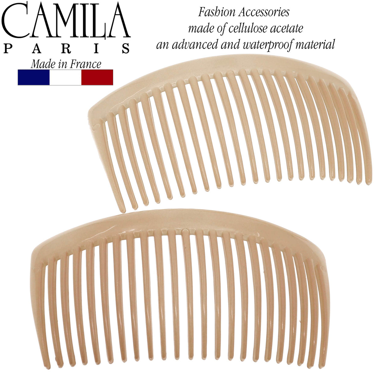 Close-up of CP3022 23-tooth French twist combs with strong grip.