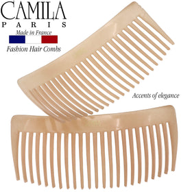 Two-pack CP3022 beige side combs designed for all hair types.